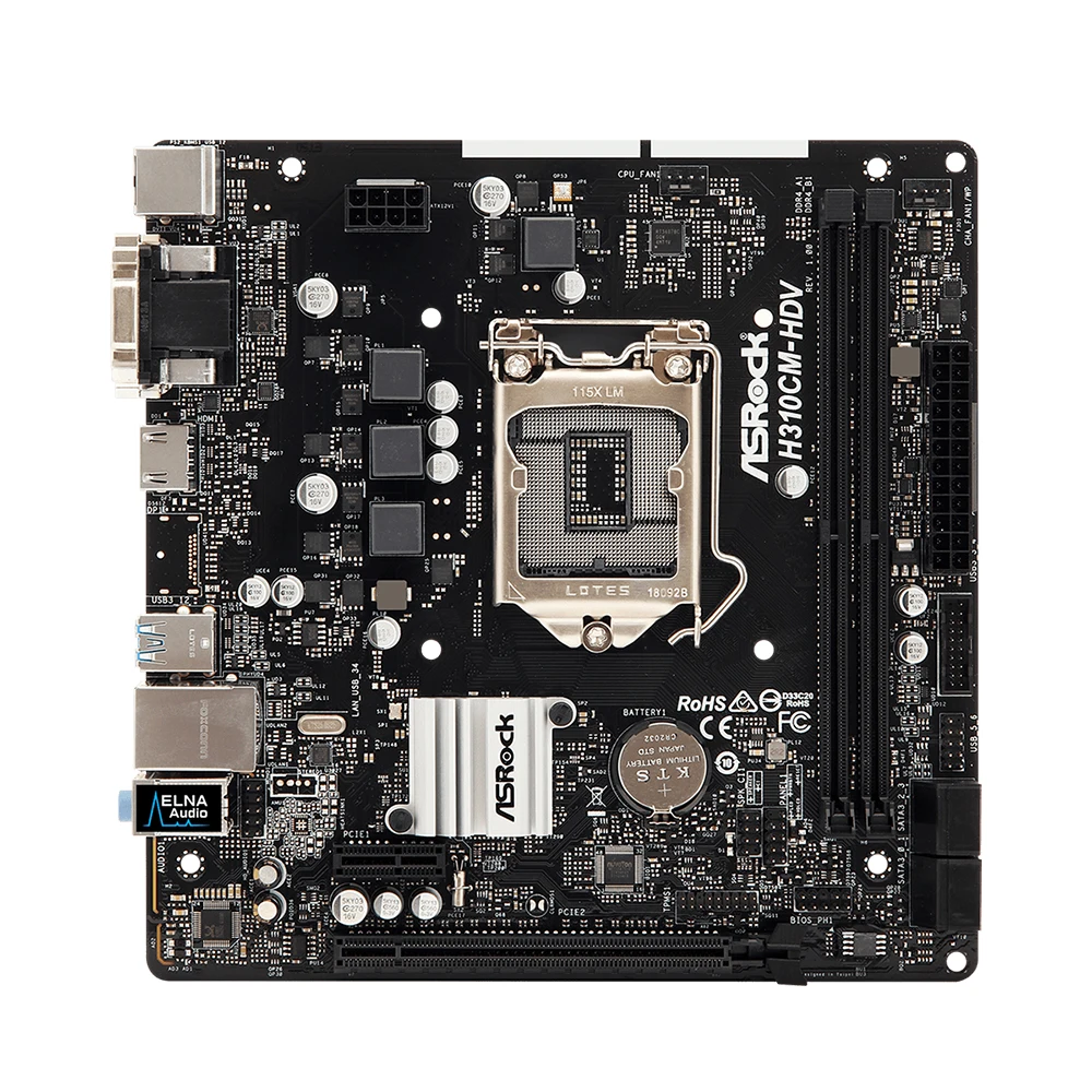 Imagem -02 - Soquete da Placa Mãe Suporte 1151 I9-9900k I7-9700k I5-9600 Cpu Chipconjunto Intel Q270 2xddr4 Pci 3.0 Micro Atx Asrock-h310cm-hdv