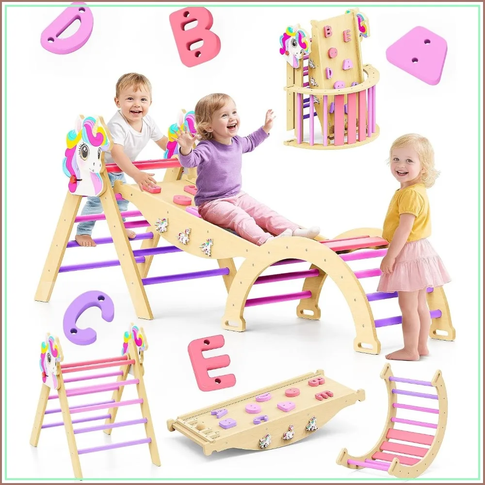 

11-in-1 Foldable Pikler Triangle Set, Montessori Climbing Toy for Toddlers, Indoor Jungle Gym & Playground Climber, Motor Skills Development (18 Months–7 Years)