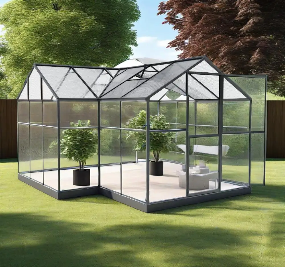 Large T-Shape Greenhouse Modern Outdoor Commercial Aluminium Alloy Small Polycarbonate Greenhouse Kit