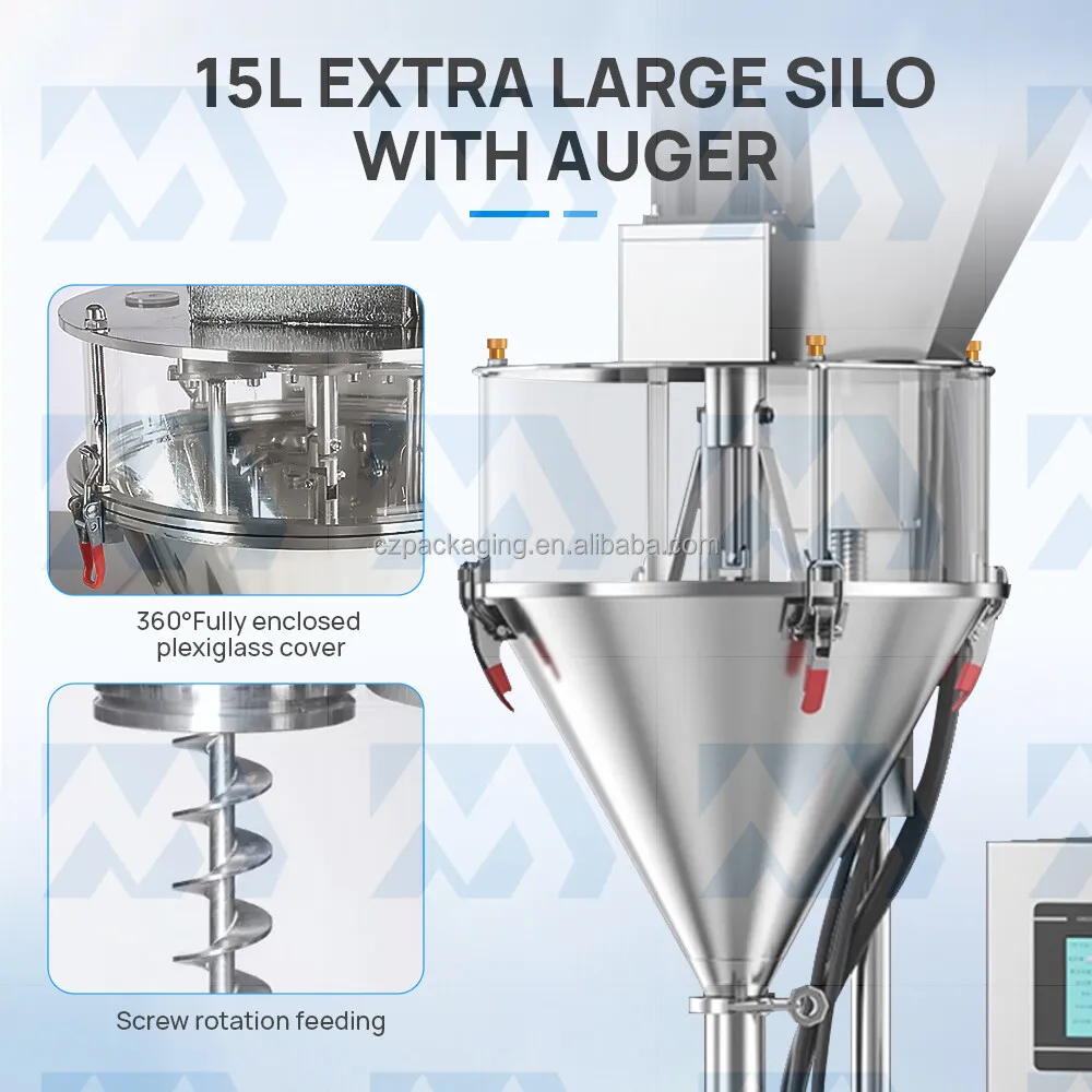 High Precision Semi‑Automatic Auger Powder Filling & Sealing Machine for Plastic Bottles Cans Powder Packing