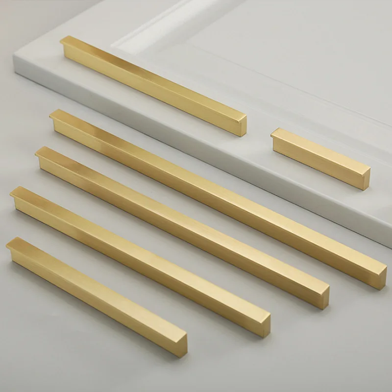 L-shaped Brass Cabinet Handle Simple and Luxurious Brass Cabinet Handle North European Style Wardrobe Drawer Cabinet Door Handle