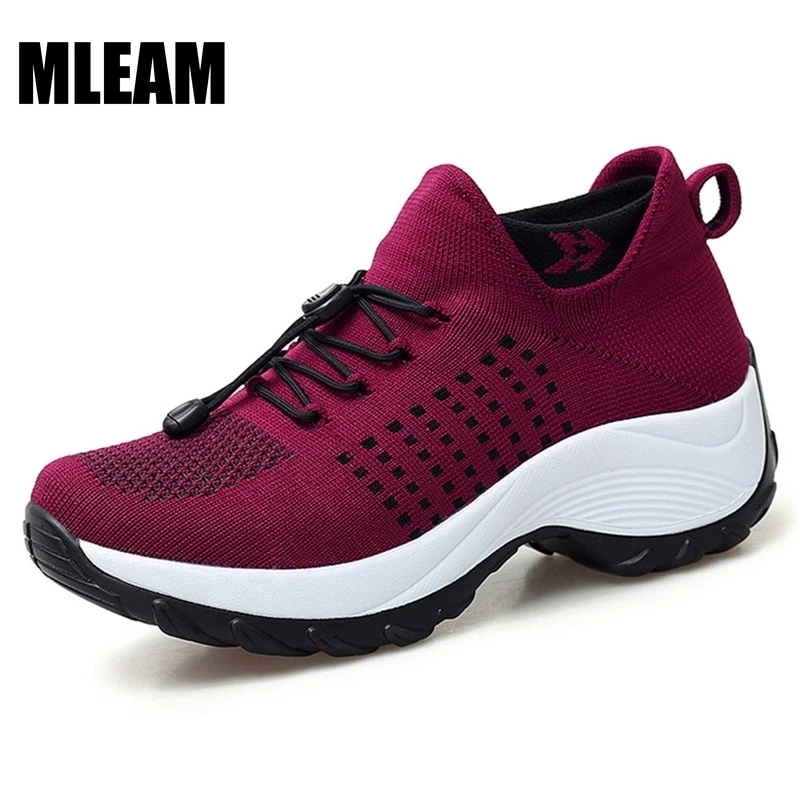 Women Sneakers Walking Outdoor Fashion Sock Shoes Women Shake Shoes Casual Breathable Sneakers Ladies Platform Non-Slip Trainers