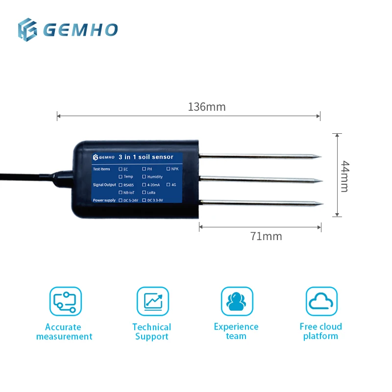 Gemho Soil real time Sensor Agriculture Digital Soil EC Moisture sensor Soil Temperature Humidity Sensor
