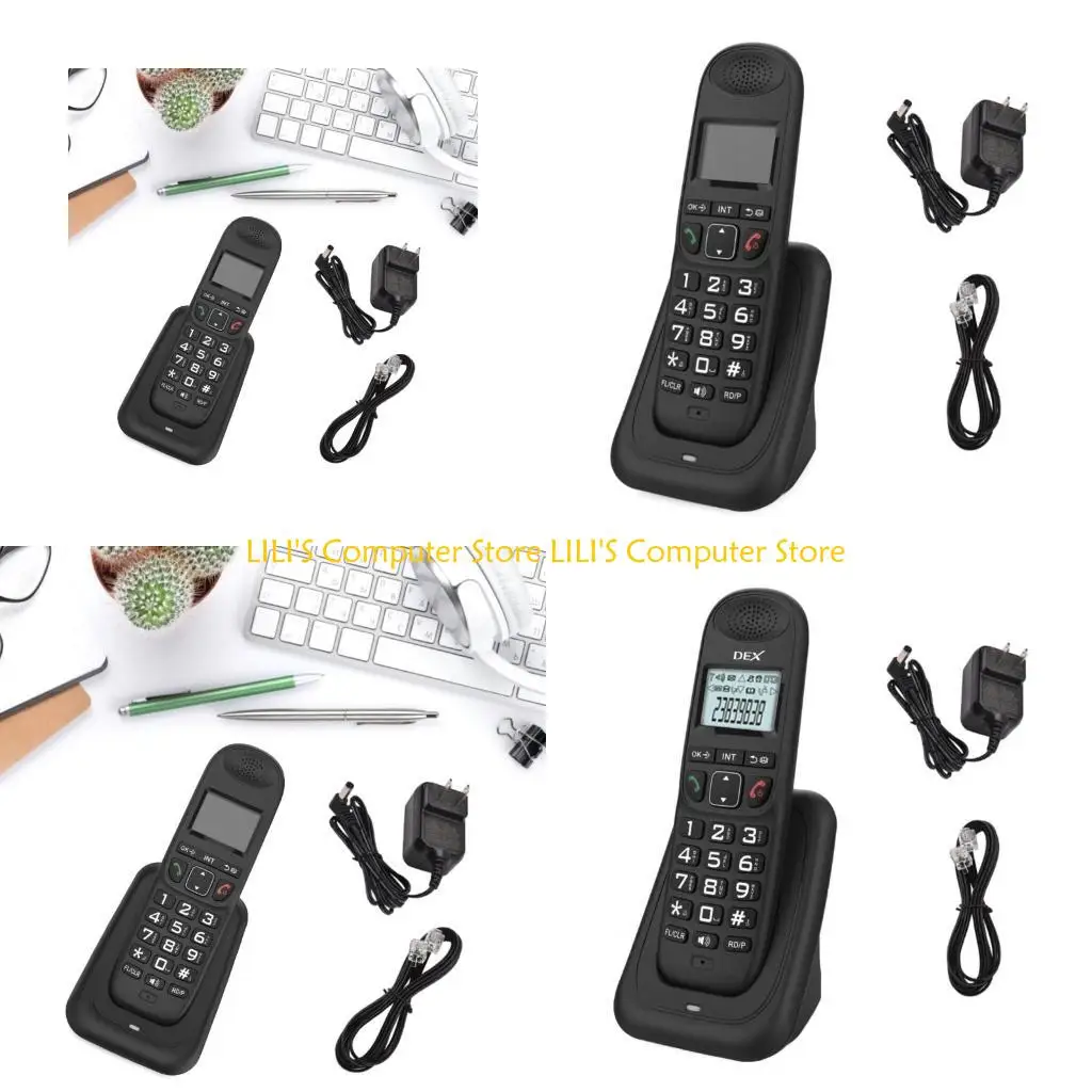 A52B Handheld Telephone with CallerID Storage Cordless Phone Large LCD 3Lines Display