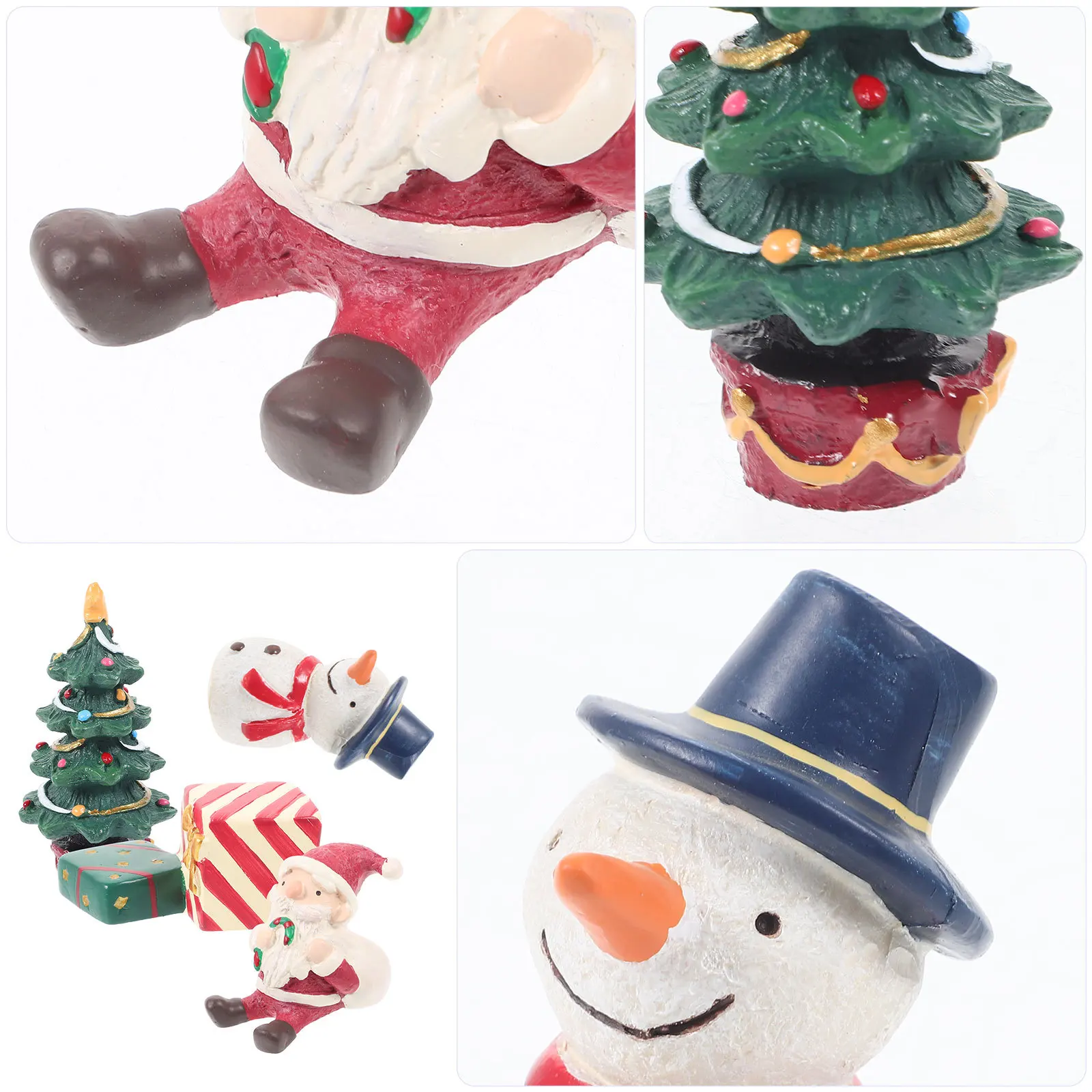 

4Pcs Christmas Resin Ornament Good Durability Easy Placement Indoor Decoration Christmas Resin Ornament Desktop Decor