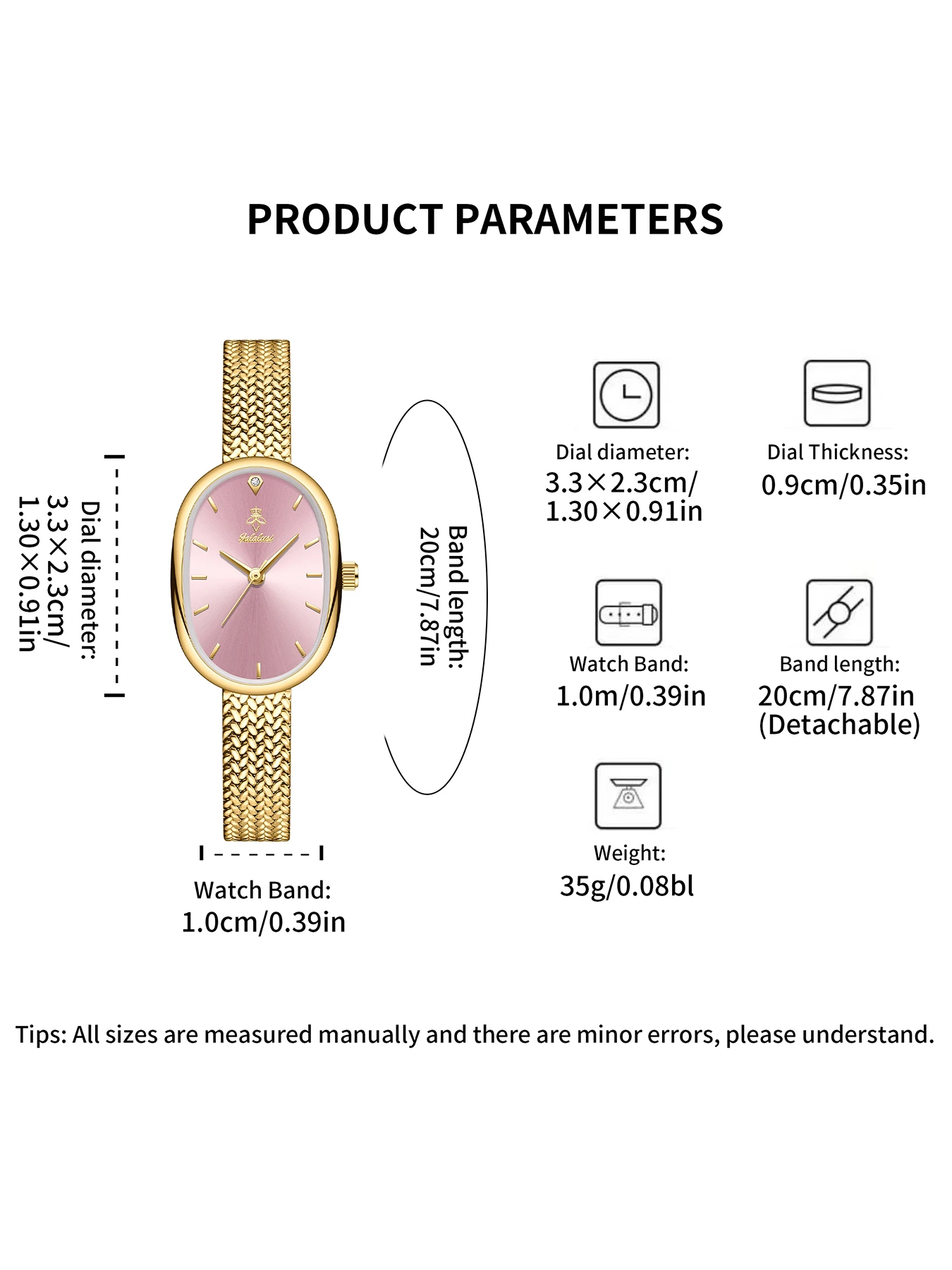 YaLaLuSi Retro French Style Minimalist Oval Ladies’ Quartz Watch with a Fine Mesh Strap Perfect for Everyday Wear and as a Gift