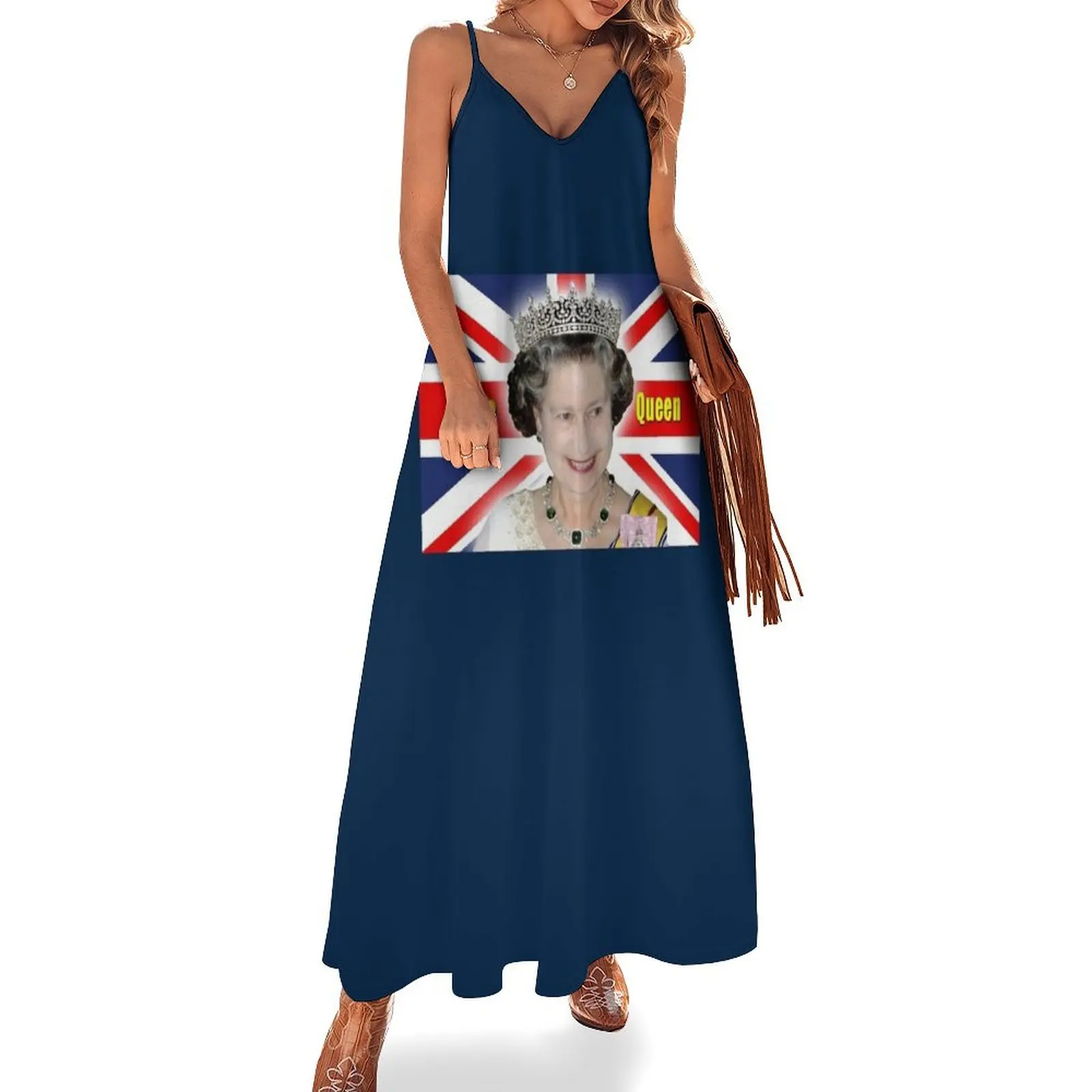 

HM Queen Elizabeth II - The Queen Professional Photo HD Sleeveless Dress dresses korean style Dress