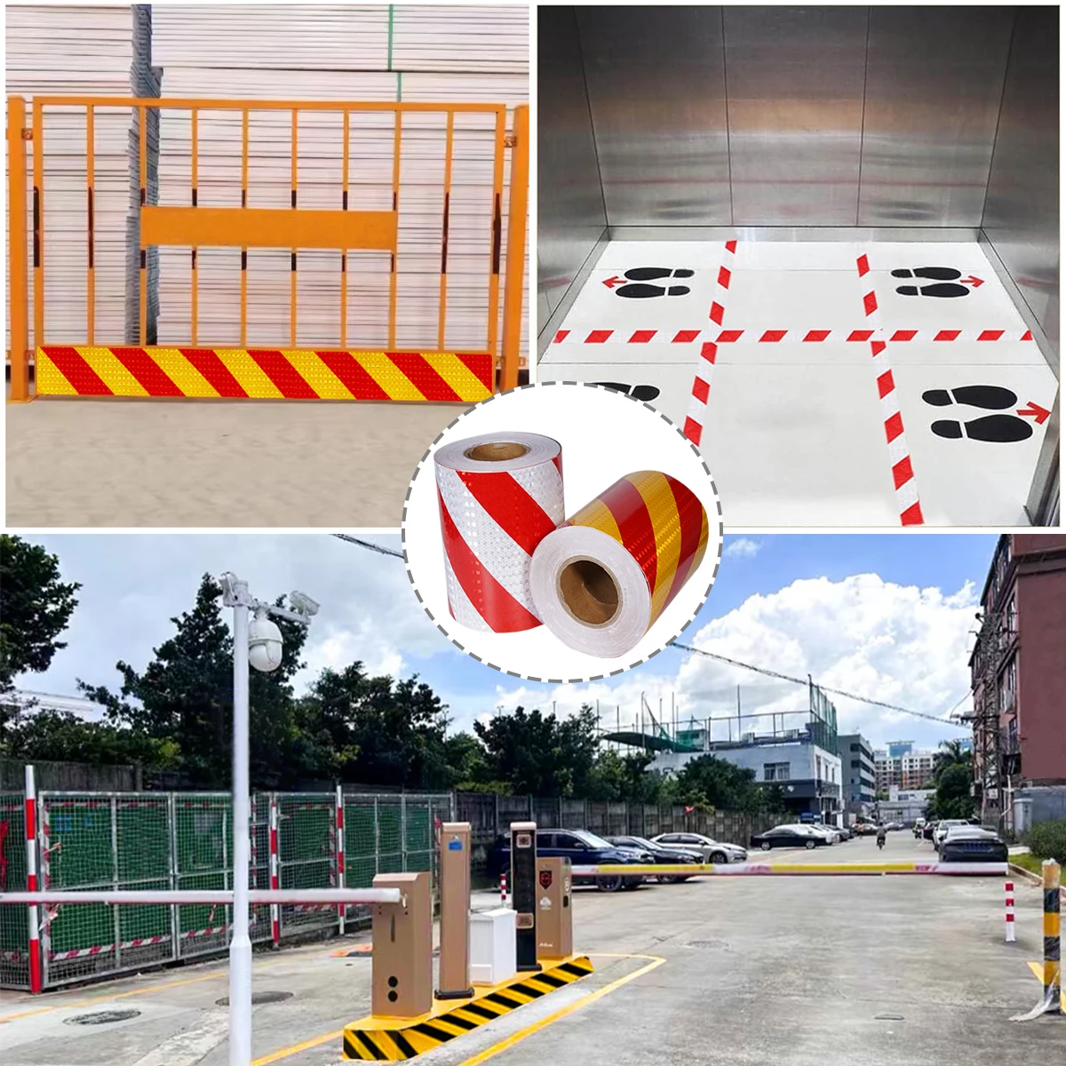 20cm Diagonal Reflective Safety Tape-High Visibility Waterproof Warning Sticker Suitable for Road Traffic Facilities/Vehicles