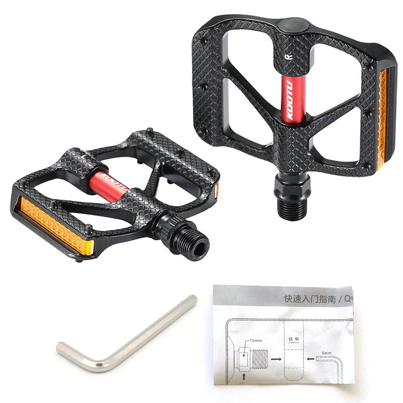 Universal Bicycle Pedals Aluminum Mountain Bike Pedals 9/16 with Safety Reflectors