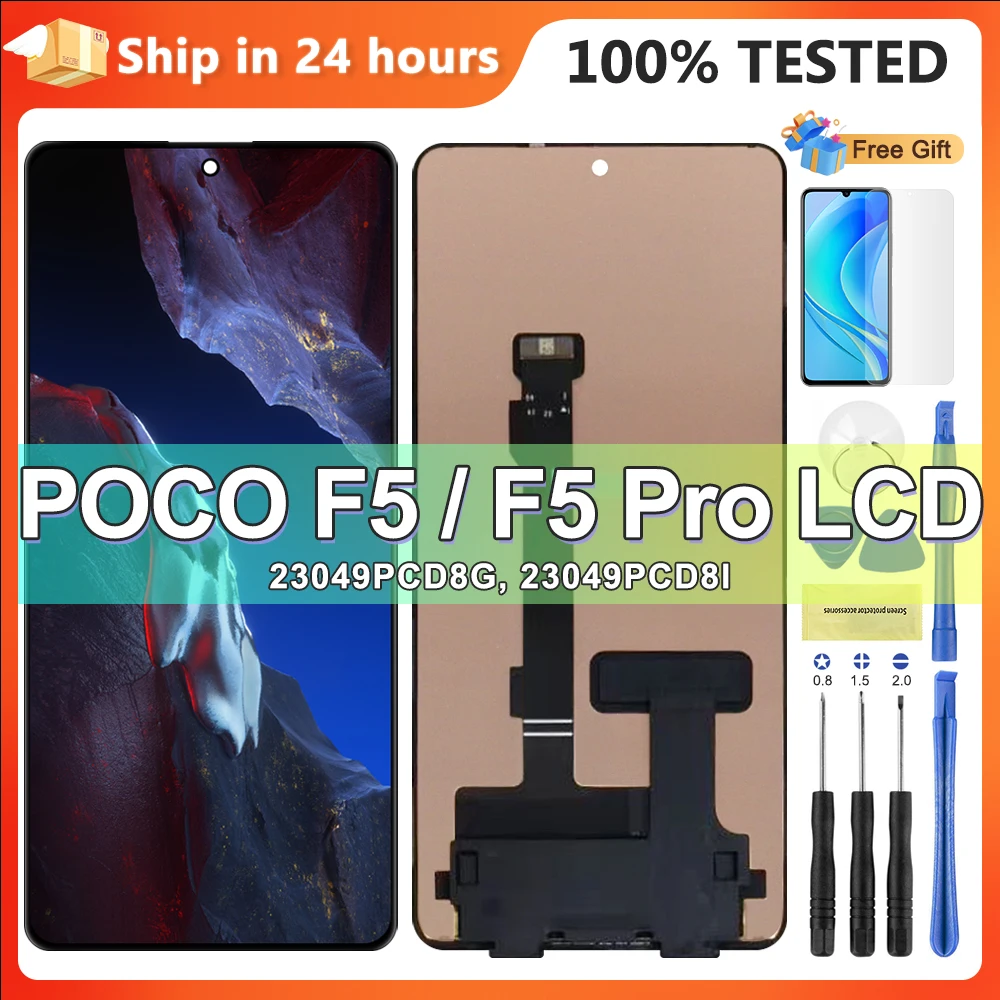 

AMOLED 6.67'' For Xiaomi POCO F5 LCD Display Touch Screen Digitizer Assembly For POCOF5 23013PC75G with Frame Replacement Parts