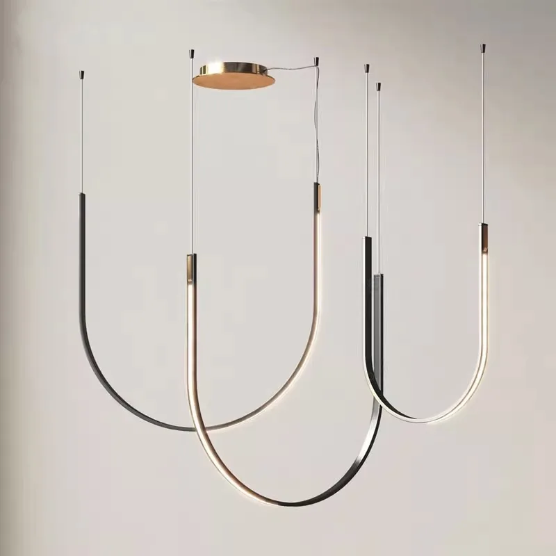 Italian Simple Creative Chandelier U-shaped Designer Restaurant Curved Strip-type Exhibition Hall Industrial Hall Chandelier