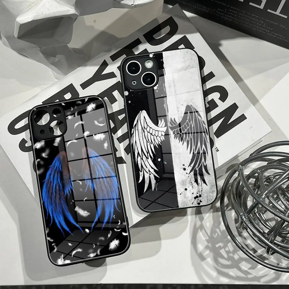 Angel Angel Wings Demon Wings Wing Phone Case Tempered Glass Shell FOR IPhone 16ProMAX 14 12 17Pro Air 15 16 Plus 13 Pro MAX Cover - Aliexpress Deal