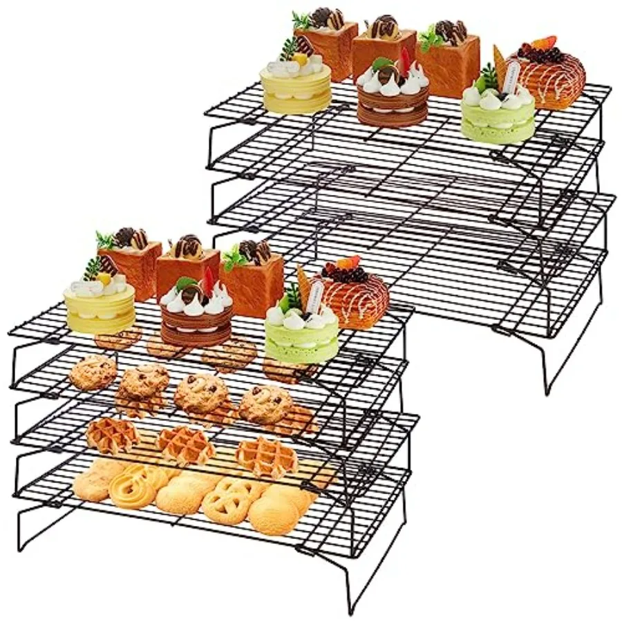 

2 Pack 4 Tier Cooling Rack with Folding Leg Collapsible Stackable Stainless Steel Wire Rack for Cooking Baking Cooling Drying Ro