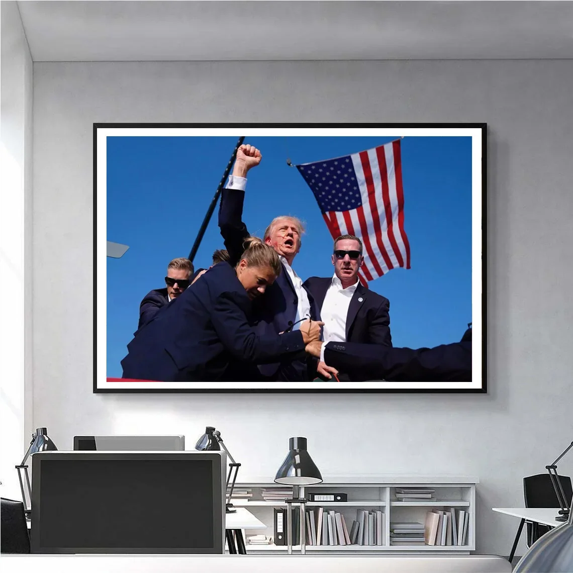 Donald Trump Fight Historic Moment Photography Poster Canvas Painting Wall Art Pictures for Living Room Home Interior Decor