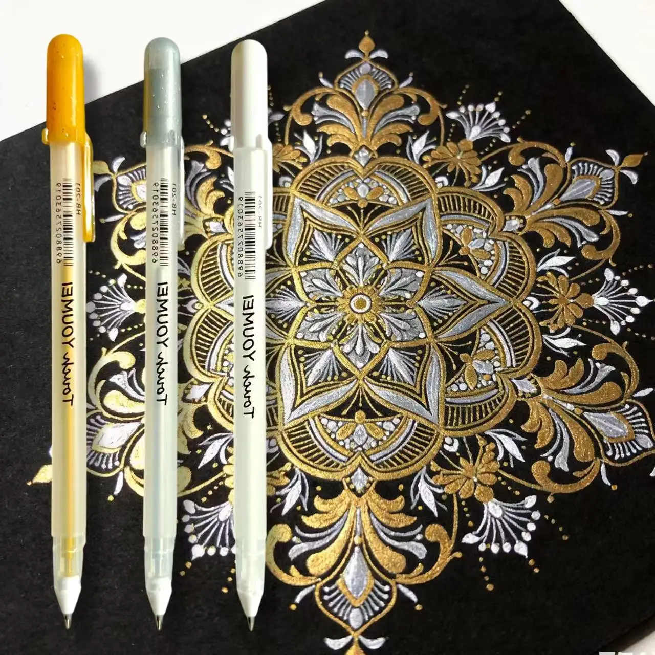 9 Stück Gelly Roll Gelstifte, Weiß-Silber-Goldene Textmarker für Schwarzes Papier, Perfekt für Künstler, Studenten & Journaling