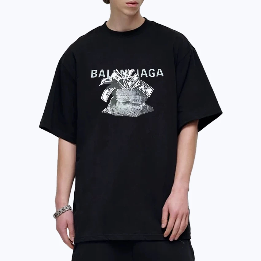

Fashion Summer Full Tape Explosion Printed Oversized t-shirt streetwear 100% Cotton Men Women Short Sleeve T-shirt Unisex Tops