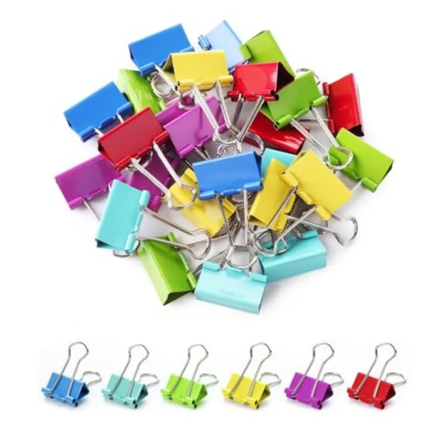 

- Binder Clips, 1.25 inch, 25 Pack, Colored Colored Binder Paper Clips Medium Size, Paper Clamps for Office Supplies, Home, Sch