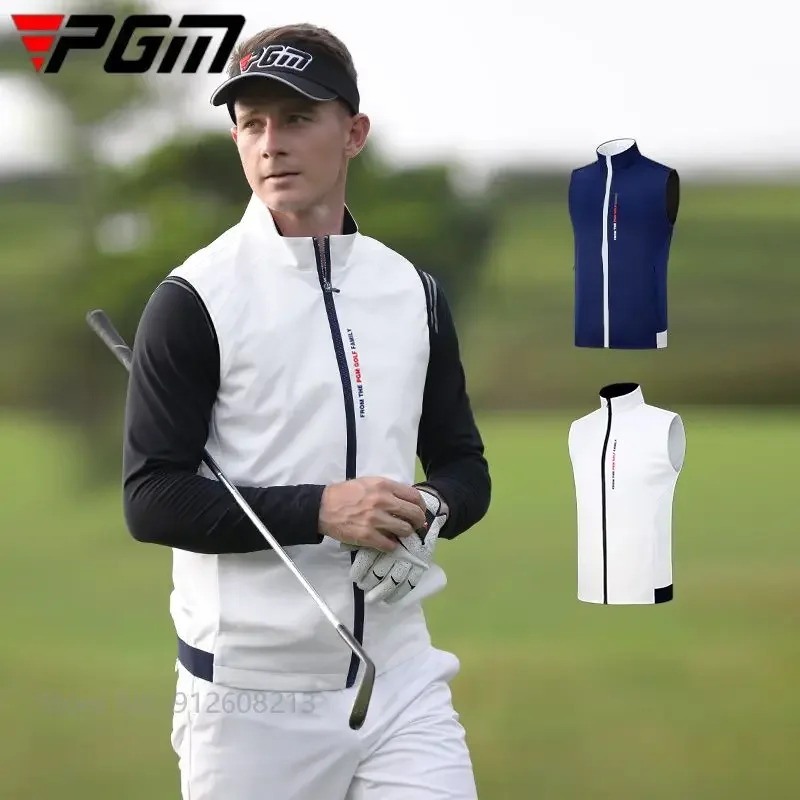 PGM Male Windproof Golf Vest Keep Warm Men Golf Vest Jacket for Man Full Zipper Golfing Coat Sleeveless Waistcoat Casual Tops