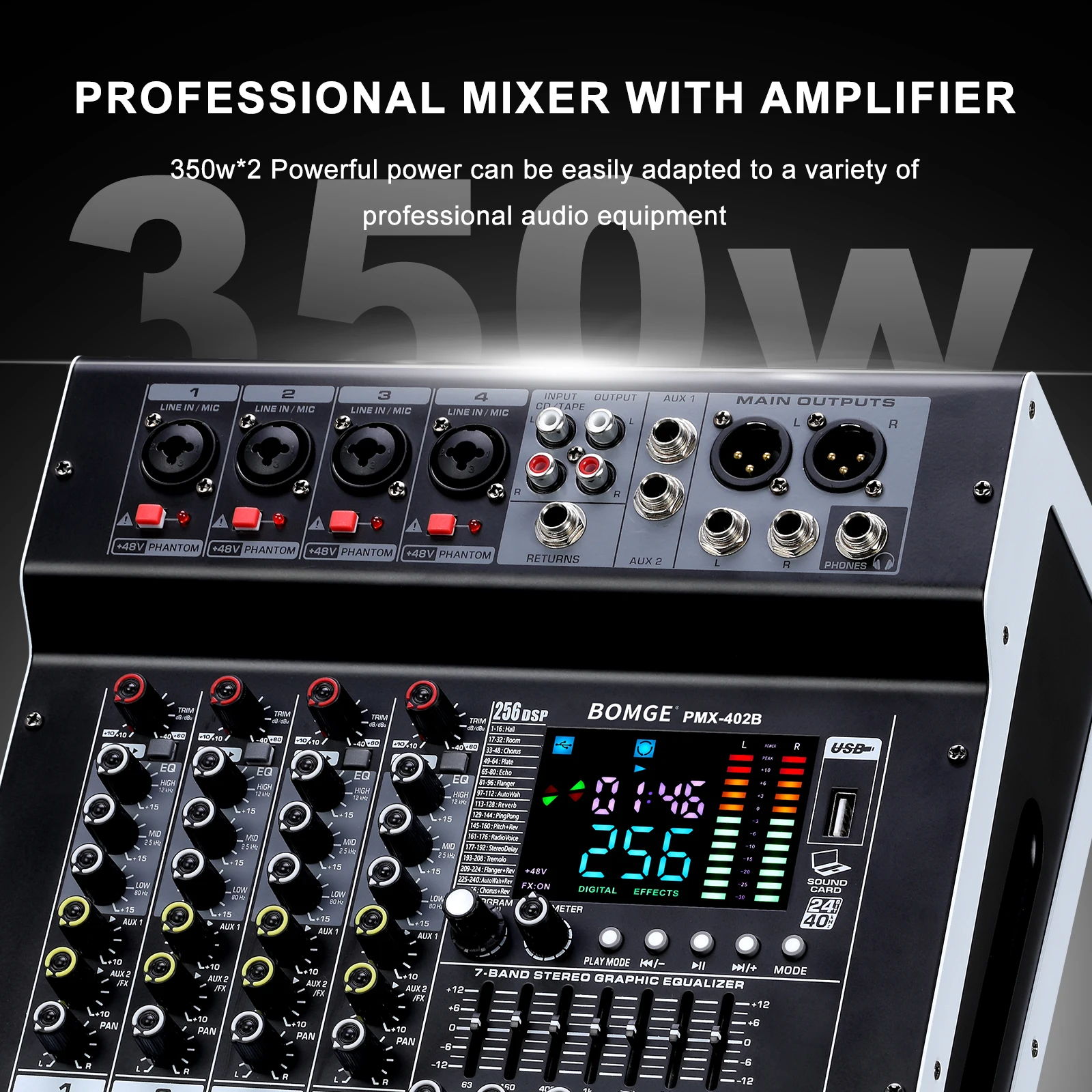 BOMGE 4 Channel 350W×2 Power A - Audio Music Dj recension och pris
