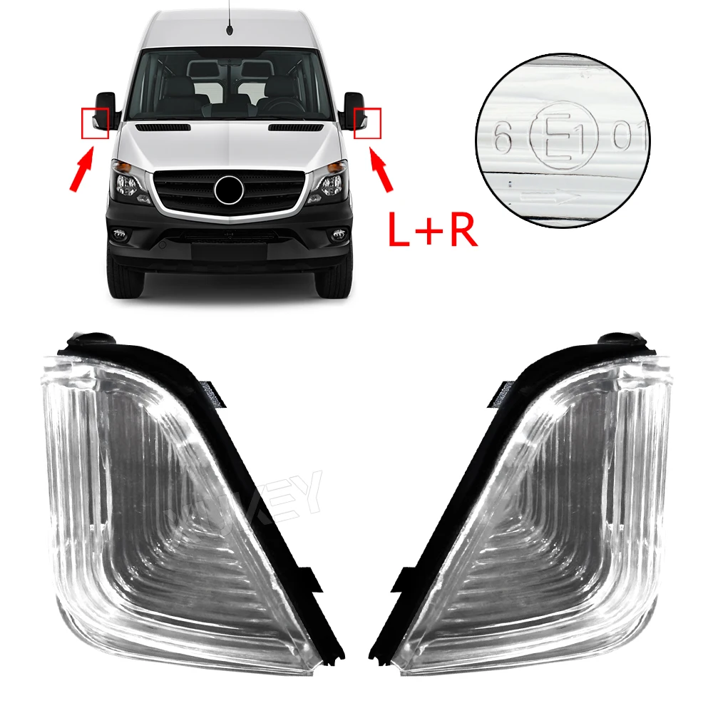 2x Left Right Door Mirror Wing Driver Passenger Side Indicator Lens Cover E-Mark For Mercedes Sprinter W906 VW Crafter 2006-2017