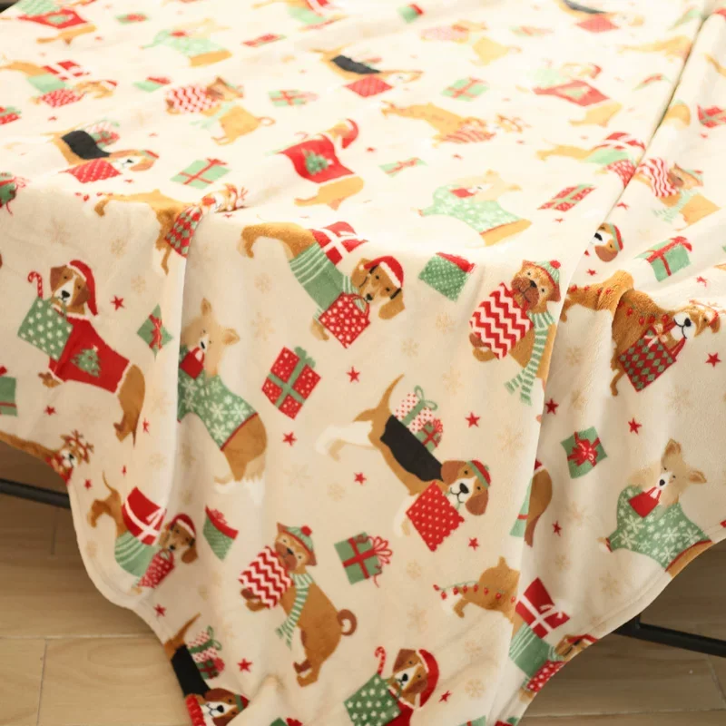 Christmas Flannel Blanket Soft Coral Fleece Throw Blanket Warm Air Conditioning Quilt Home Sofa Bed Decor Halloween Gifts