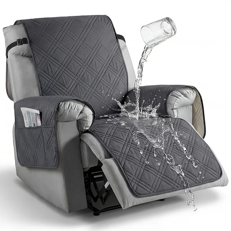 

1pc Recliner Cover Sofa Cover, With Pocket Anti Slip Sofa Cushion, Pet Furniture Protective Cover, Quilted Sofa Recliner Cover With Elastic Band, Sofa Protective Cover, Sofa Accessories, Easy To Install, Spring And Summer Home Decoration