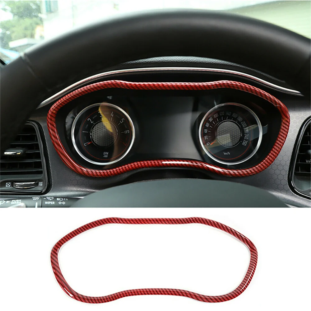 

For Dodge Challenger 2015-2021 Dashboard Instrument Panel Frame Cover Trim ABS Carbon Fiber Look Car Accessories