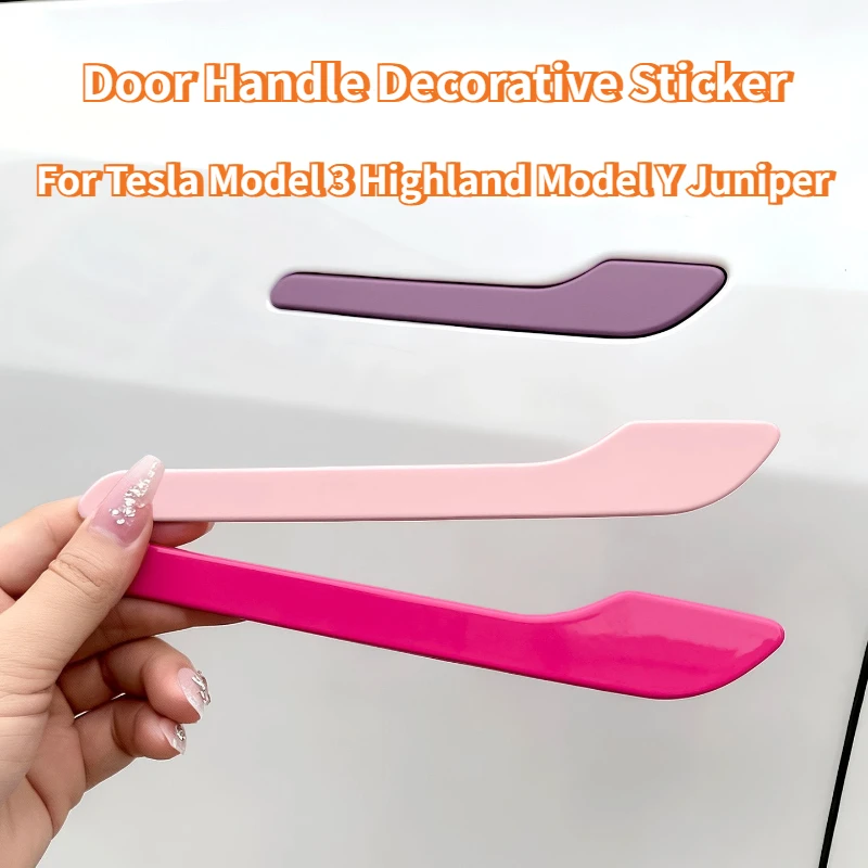 

Door Handle Cover for Tesla Model 3 Model Y Juniper Side Camera Cover Left and Right Rearview Mirror Stickers Red Decoration