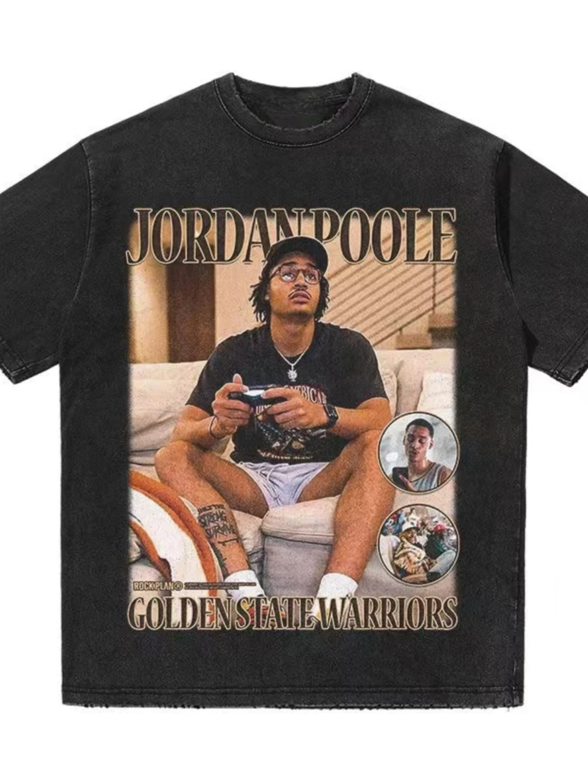 

2025 Poole Do Old Wash Summer New Printed Basketball Clothes Retro Cotton T-shirt Heavy Fashion Brand High Street Short Sleeve