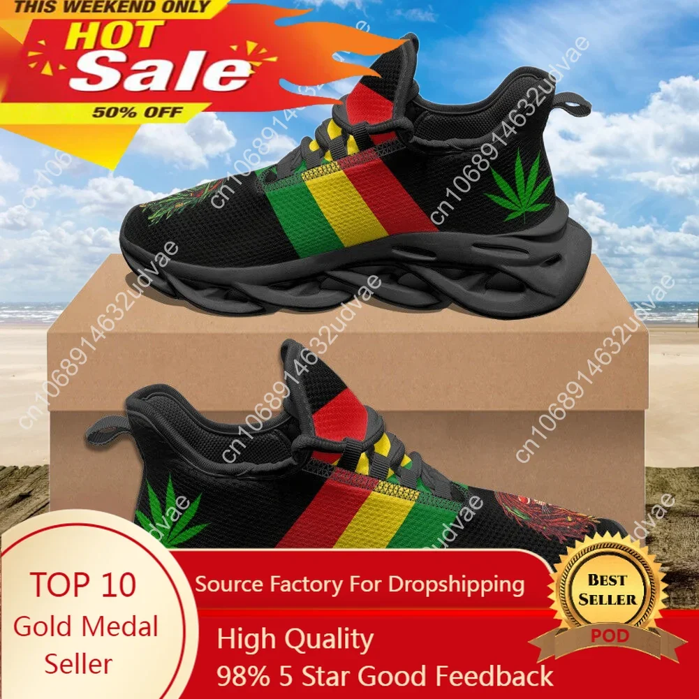 Jamaica Flag Print Female Flat Shoes Comfortable Sneakers For Women Lace Up Footwear Flex Control Zapatillas Mujer