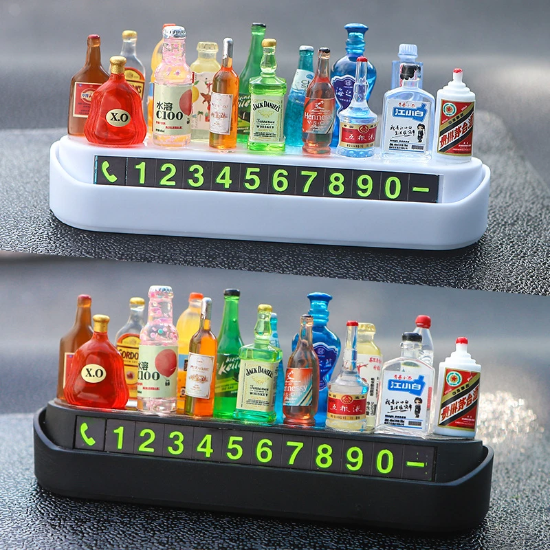 Creative Car Temporary Parking Plate With 15 Random Wine Bottles DIY Car Moving Phone Number Plate Moving Parking Number License