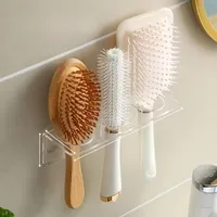 Acrylic Comb Holder Organizer Storage Shelf Clear Transparent Wall-Mounted Hair Brushes Rack Bathroom Accessories Home Shelves