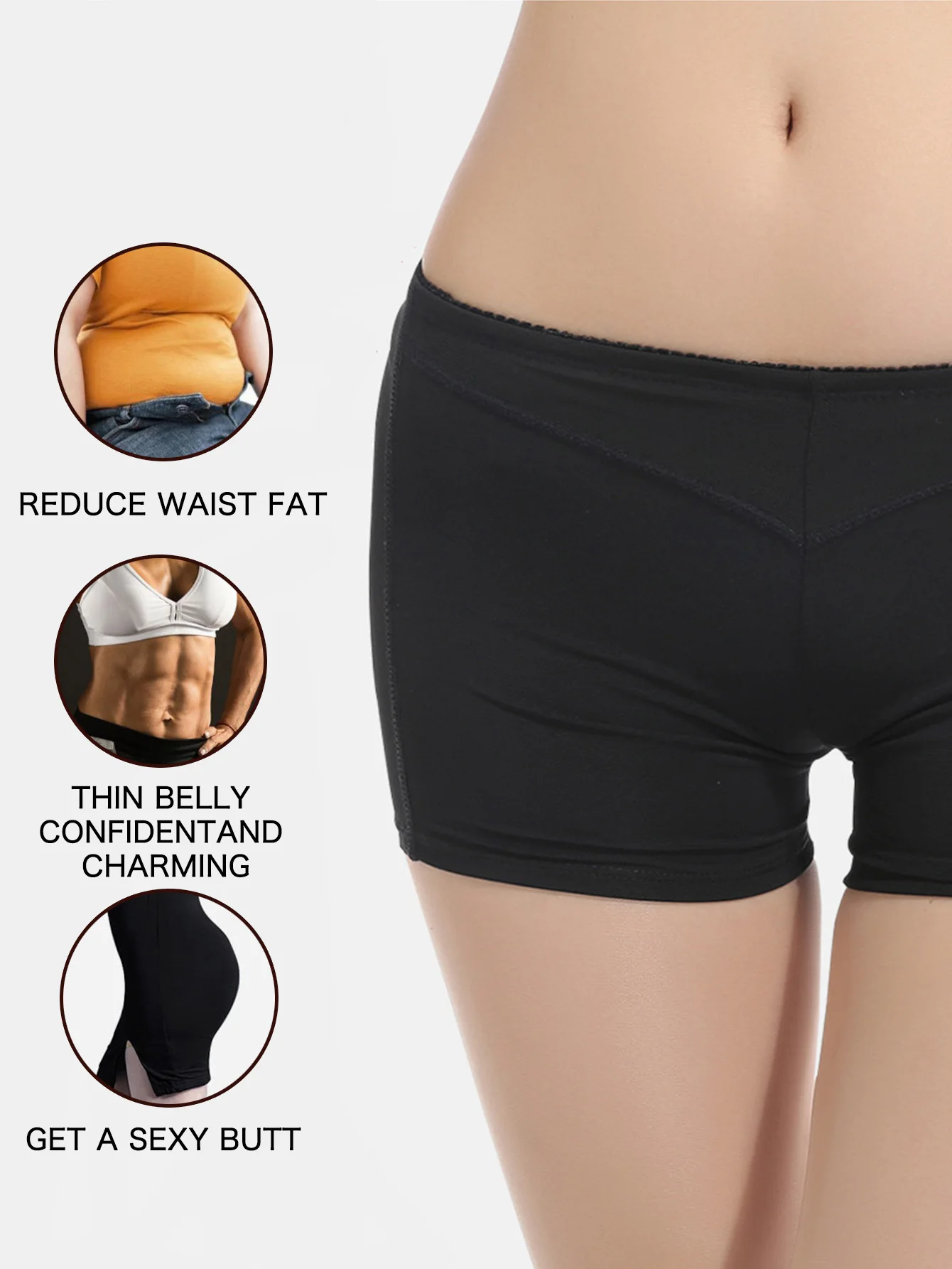 مجموعة لباس داخلي نسائي أسود من قطعتين: التحكم الكامل في الشكل، رفع الأرداف بدون خياطة ومُرَفِّق الوركين للتنغيم والدعم