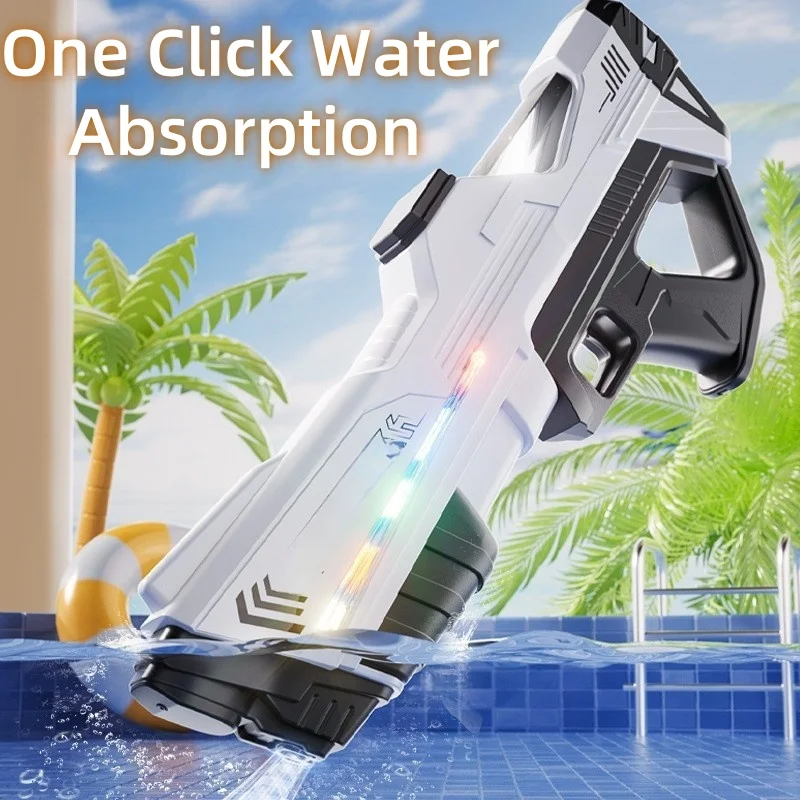 Nueva pistola de agua eléctrica luminosa, juguete de pulverización de agua continua de pulso de alta capacidad, regalo de juegos de piscina de playa para niños de verano