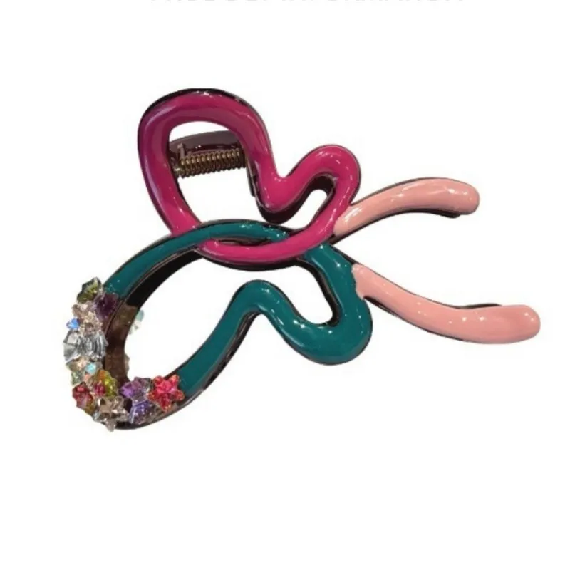 إكسسوارات شعر من حجر الراين بمشبك فراشة ملون عالي الجودة للنساء #2