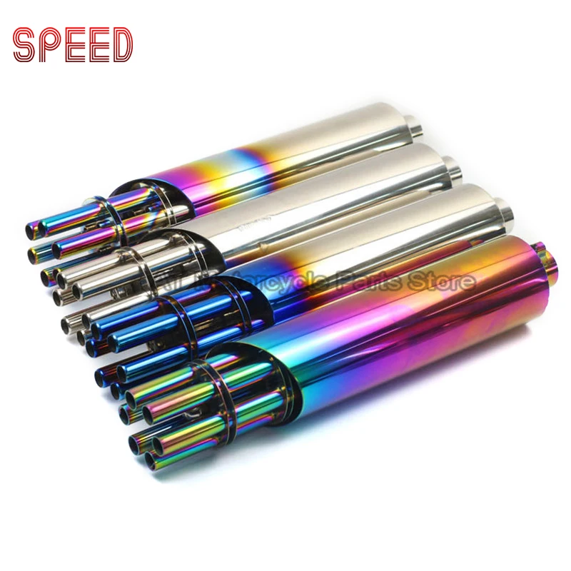 Motorcycle Muffler Stainless Steel Modified Exhaust Pipe Fit for Street Bike ATV Scooter Dirt Pit Bike Gatling Gun Style