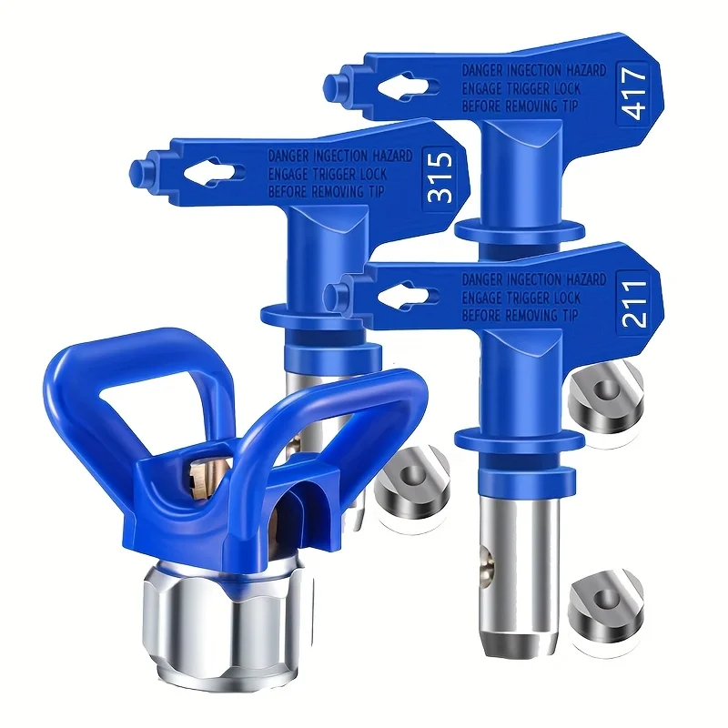 4-Piece Blue Spray Gun Nozzle Kit Combination Protective Cover Airless Nozzle Set Sprayer Spray Gun Parts for Airless Spray Guns