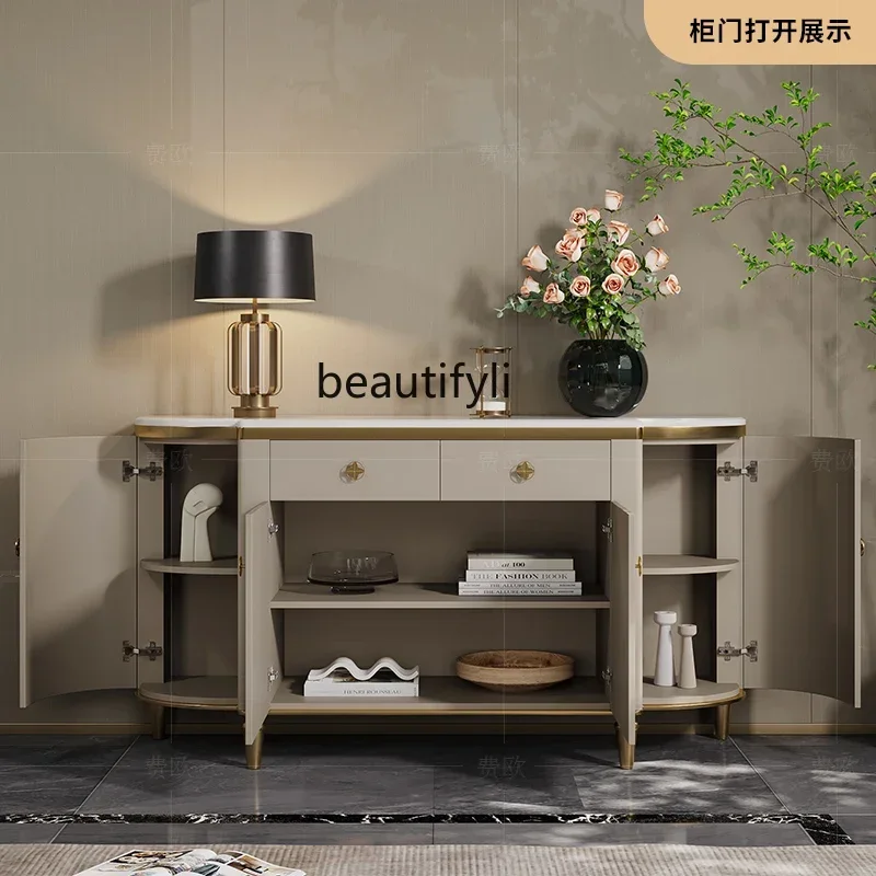 

Light luxury dining side cabinet locker natural marble custom restaurant high-end entrance9344