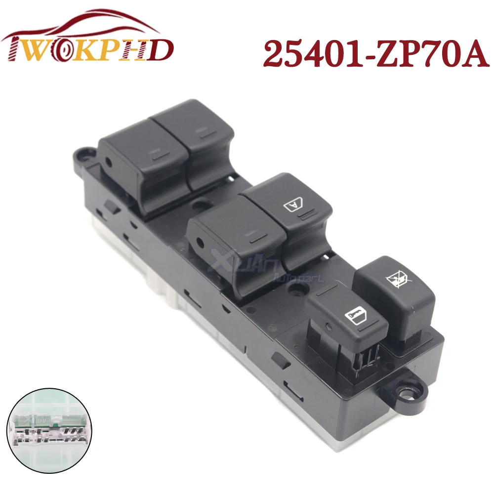 25401-ZP70A NEW Left Front Electric Master Power Window Control Switch For Nissan Frontier Crew Cab Xterra 2007-2019