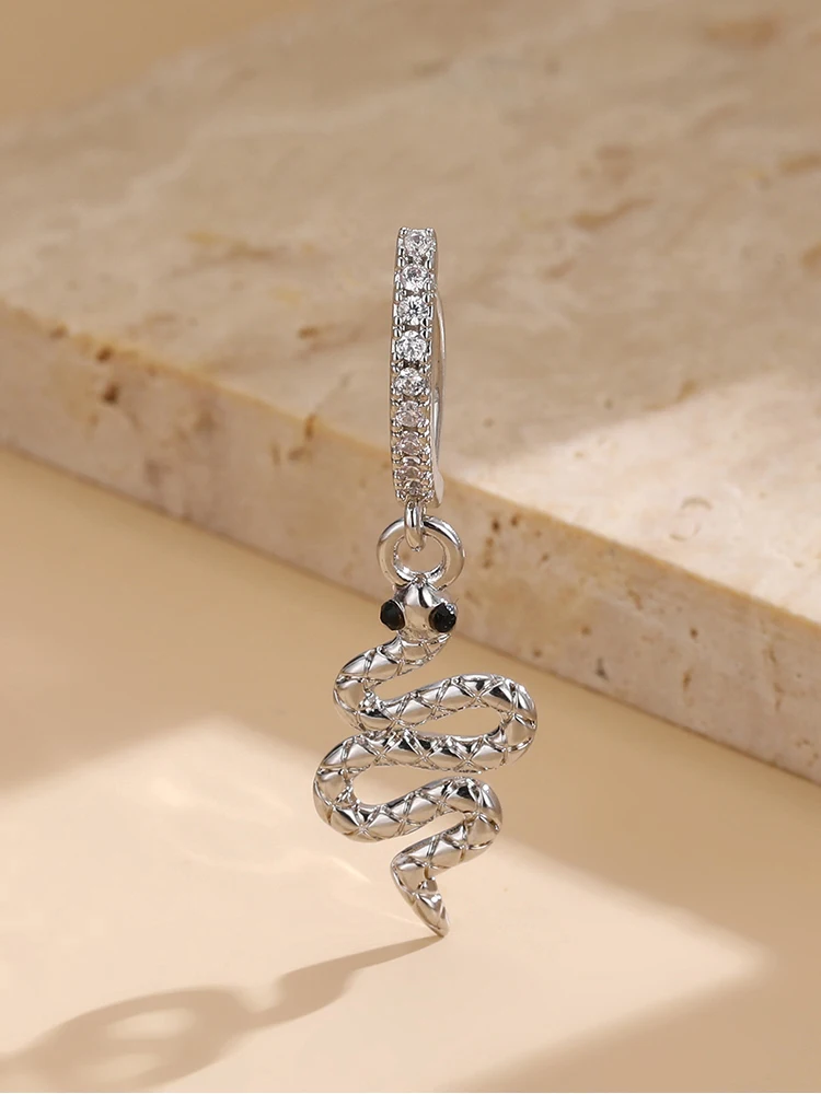 KUNIU 1pc Stylish Luxury Snake Zircon Pendant Belly Ring Women Piercing Body Jewelry Party Jewelry