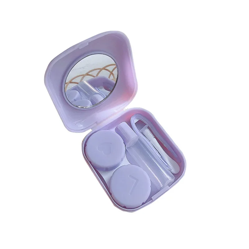 Boîte à lentilles miroir pour les yeux, kit de voyage, facile à transporter, conteneur, étui, poche, mini étui à lentilles de contact, 1 pièce