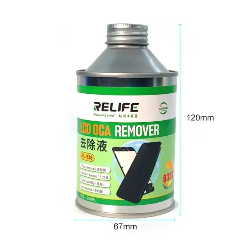 Imagem -03 - Relife-oca Removendo Líquidos para Tela Lcd Solução de Reparação Cola Oca Ferramentas Fluidas de Limpeza Iphone Samsung Xiaomi Huawei 250ml 8333