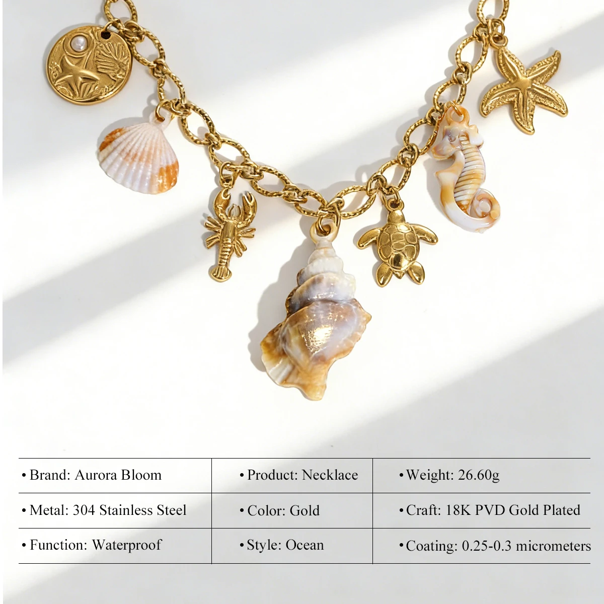 AURORA Ocean Style Large Conch Pendant Necklaces For Women Beach Vacation First Choice Summer Aesthetics Stainless Steel Jewelry