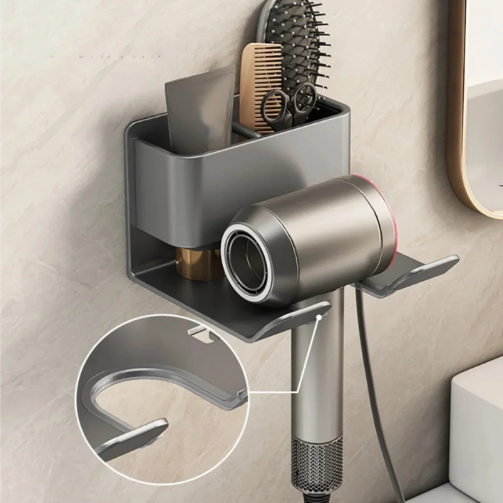 Wall Mounted Hair Dryer Holder For Dyson Bathroom Shelf Without Drilling Plastic Hair Dryer Stand Hanging Bathroom Organizer