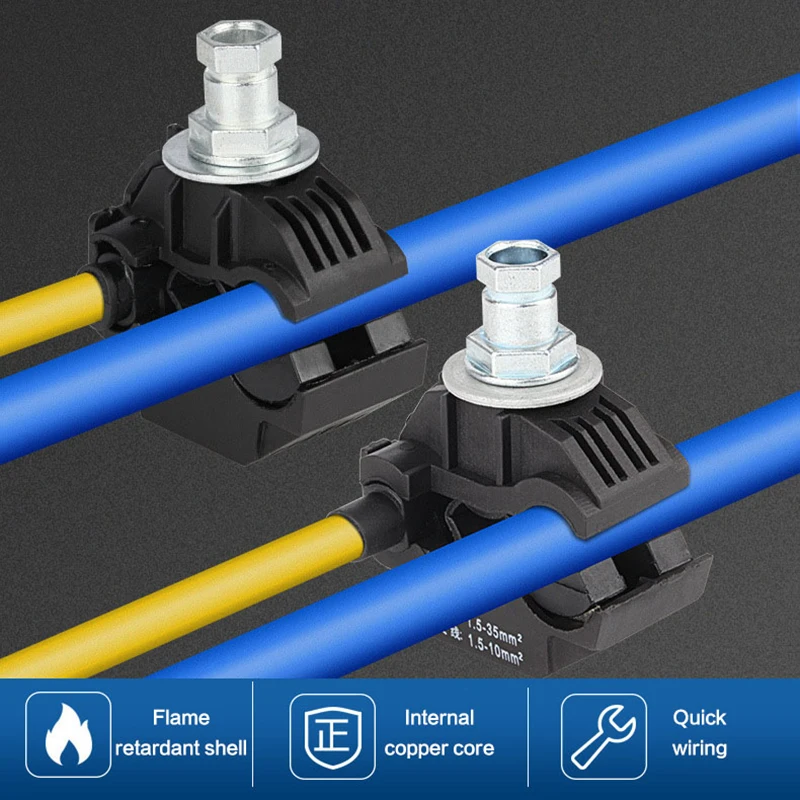 **16-95 Mm 2 Main Line No-Peeling Cable Piercing Connector 1KV Low Voltage Breakproof T-type Main1.5-35 Puncture Cable Clips