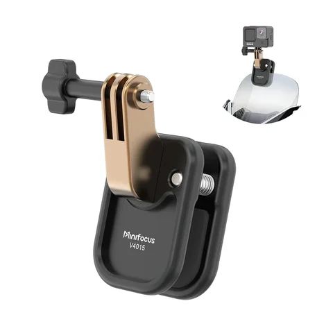 Motorcycle Windshield Action Camera Clamp Mount Clip Adapter with 3 Prong 1/4" Screw Hole For GoPro Hero 13/12/11/10 POV Video