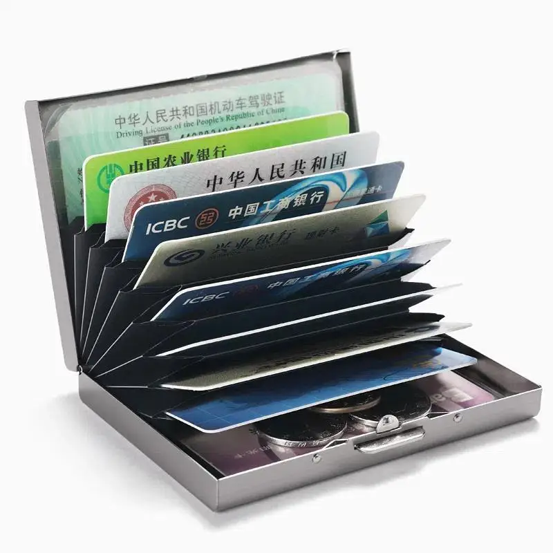 6/10 Card Slots Storage Box Driver License Storage Card Holder Stainless Steel Anti-Theft Brush bank Credit Card Metal Card Bag