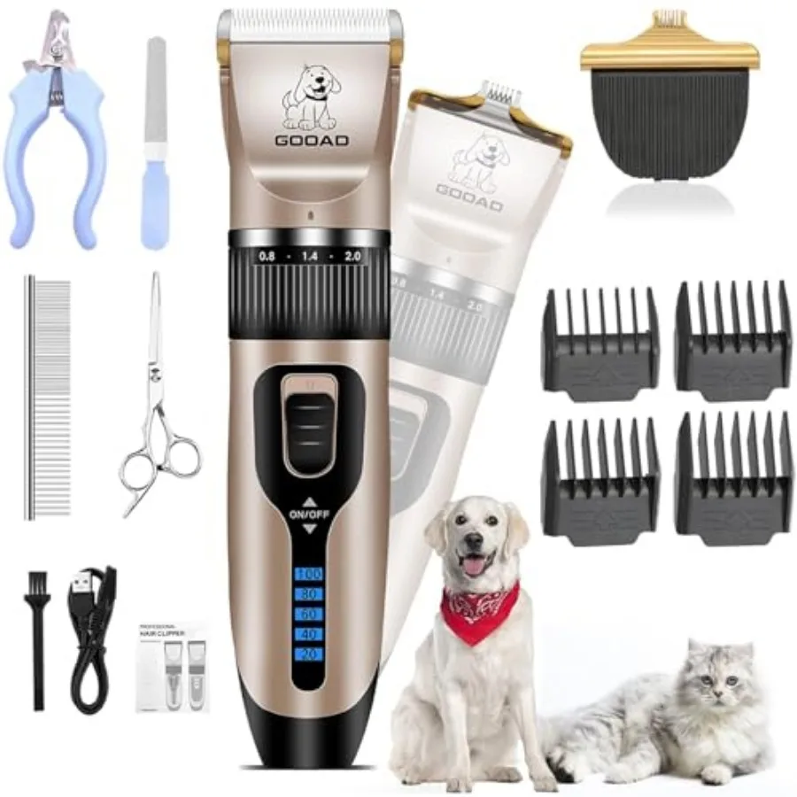 

Dog Clippers for Grooming, Dog Grooming Kit for Heavy Thick HairandCoats/Low Noise Rechargeable Cordless Hair Trimmer/Pet Shave
