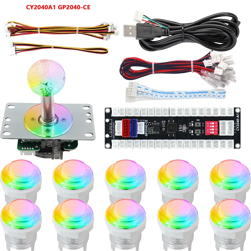 RGB Controller Card Joystick Kit, Programmable, Supports PC/Xb360/S witch/PS 3/Dpad, keyboard Mode