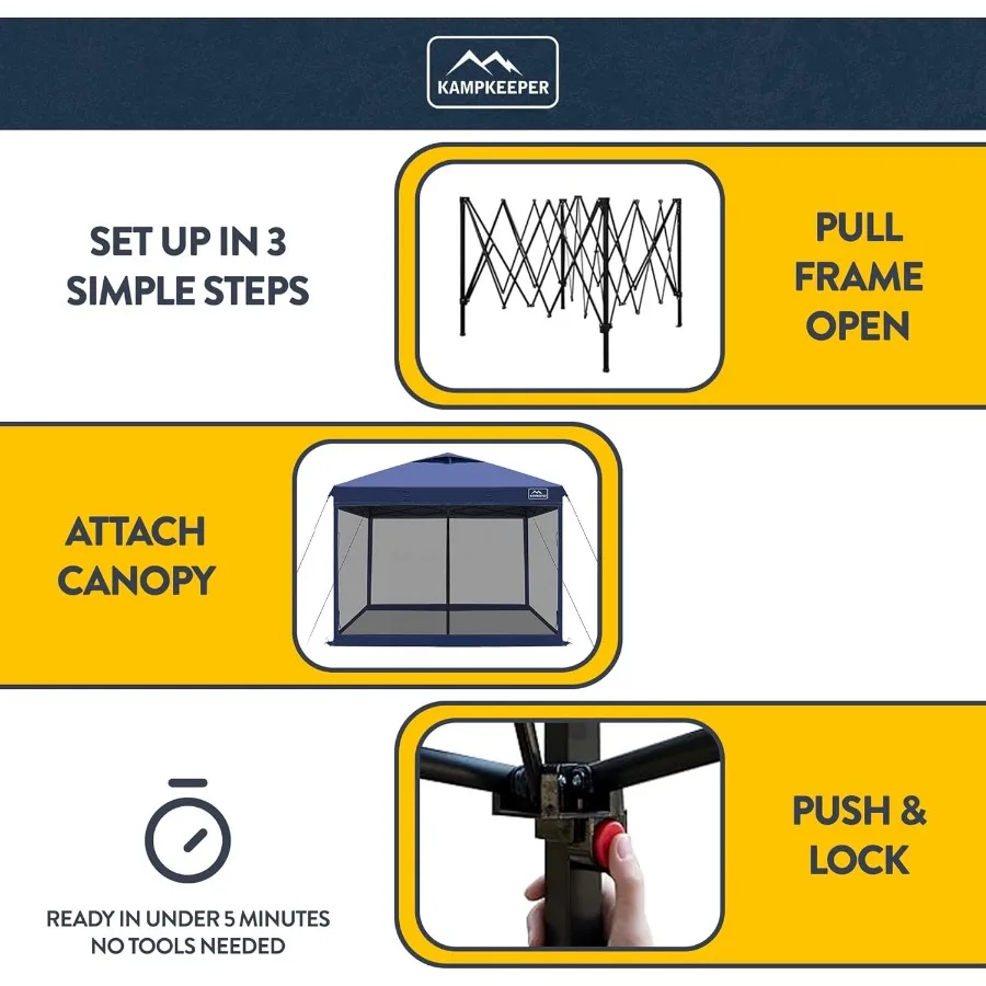 Tenda a baldacchino pop-up 10x10 con zanzariera - Riparo per schermo impermeabile per parasole, campeggio, spiaggia e eventi all'aperto in Na